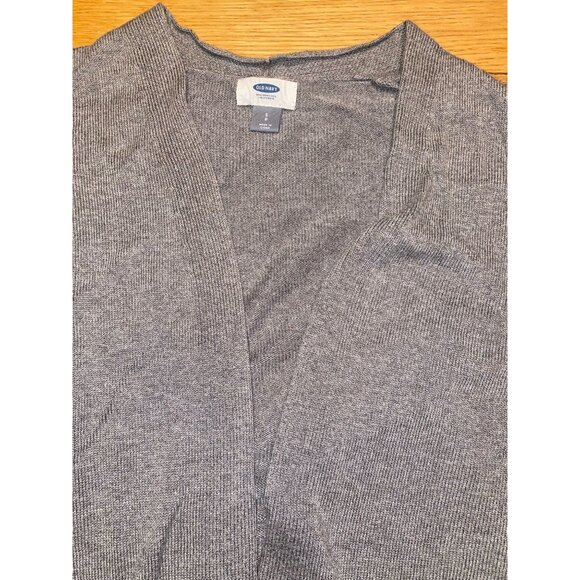 Old Navy Open-Front Gray Cardigan Sweater With Long Sleeves & Pockets - Picture 2 of 4